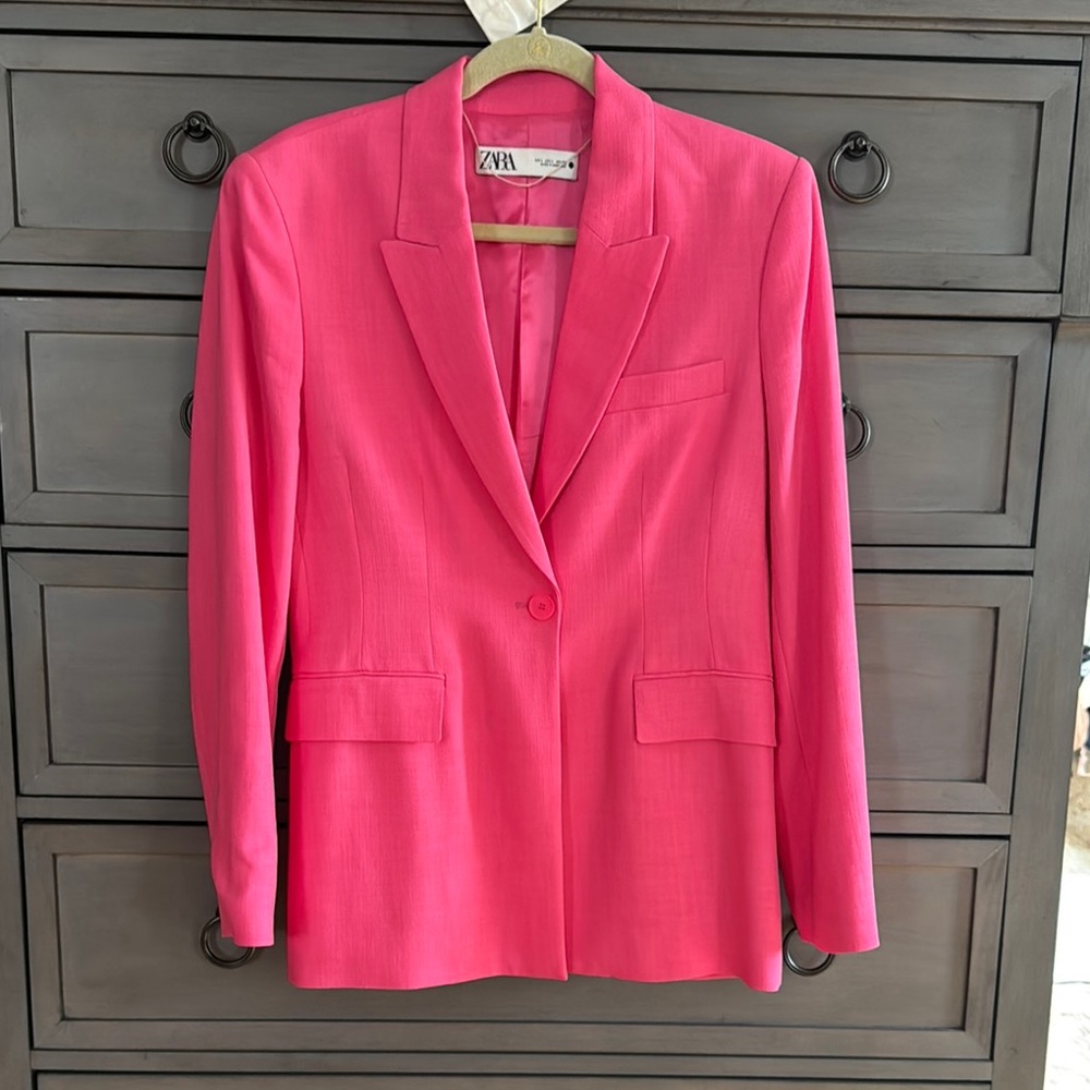 Zara Pink Tailored Blazer with Notched Lapels